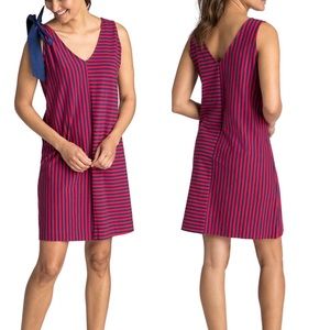 Vineyard Vines Red Blue Resort Stripe Bow Shoulder Knit Dress, S